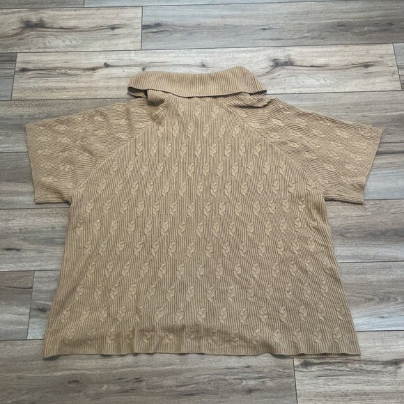 Lane Bryant Mock Neck Sweater SZ 26/28 Tan Pullover Short Sleeve Cable Knit - Picture 8 of 9